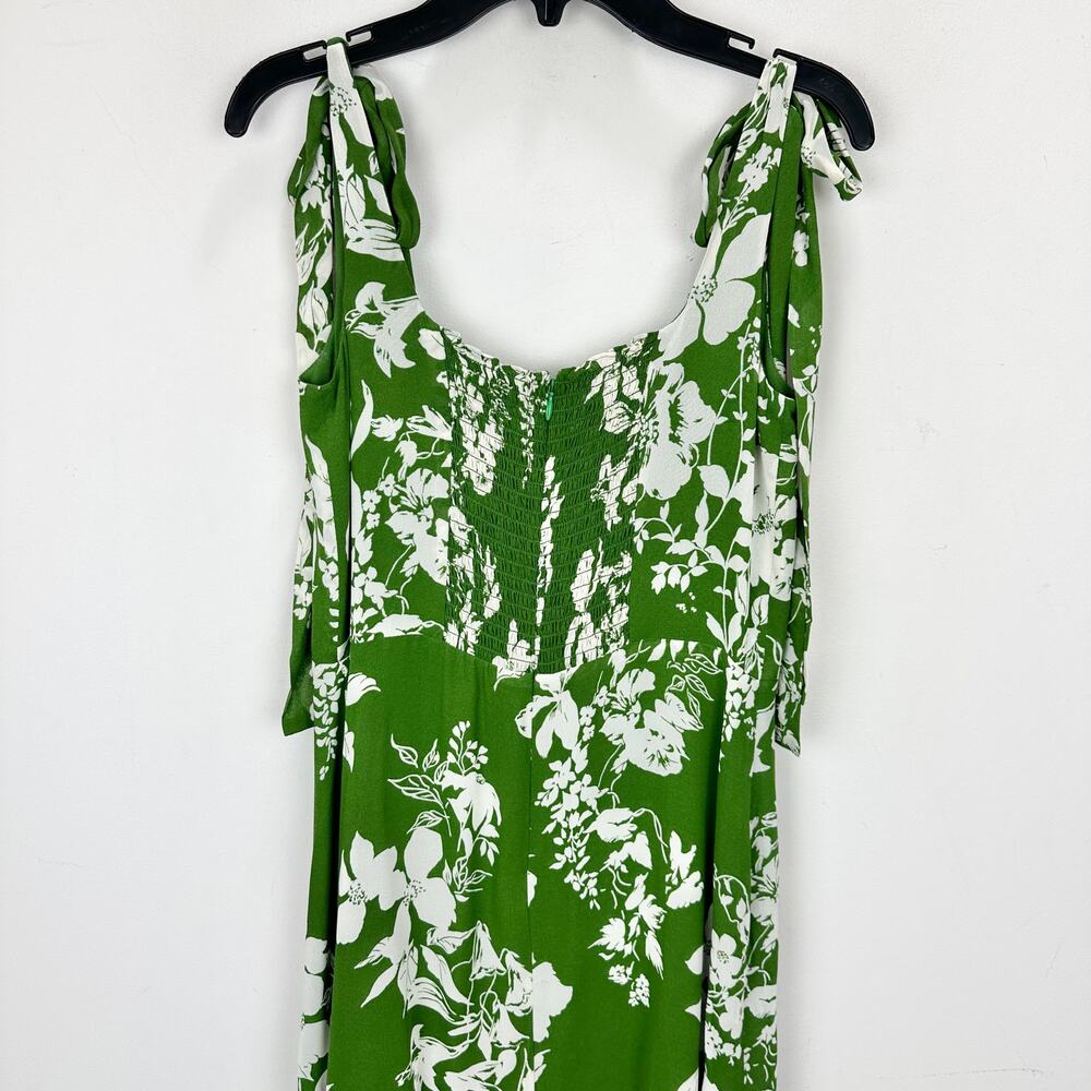 Reformation Twilight Mystique Midi Dress Floral Viscose Green Square Neck US 8 - Picture 9 of 10